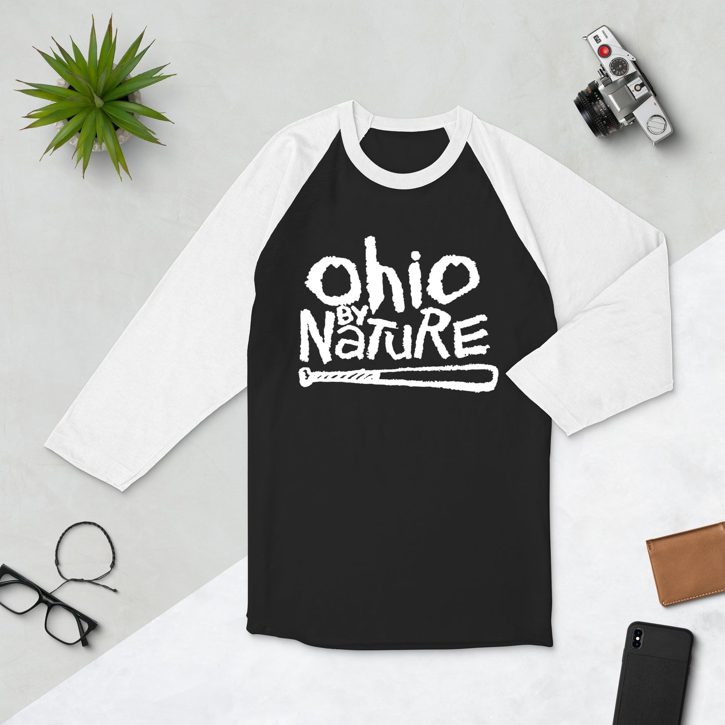 Ohio By Nature 3/4 sleeve raglan shirt