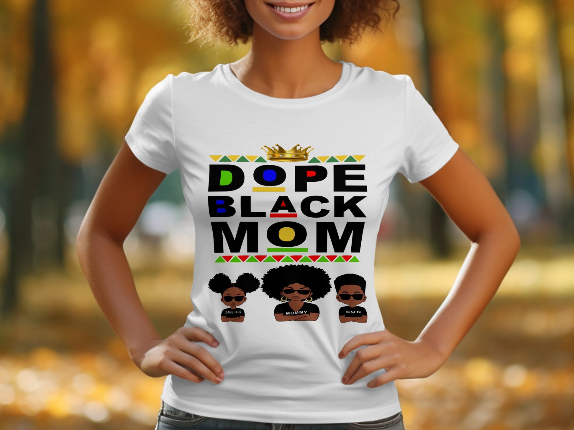 Dope Black Mom Graphic Tee Colorful T-Shirt product type