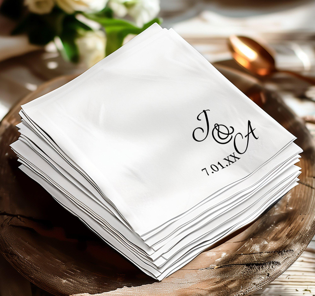 Personalized Wedding Napkins, Custom Initials Napkin, Monogrammed Wedding Napkins, Unique Wedding Decor, Elegant Table Setting