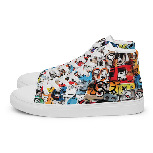 QUINNESSENTIAL Gear graffiti Men’s high top canvas shoes