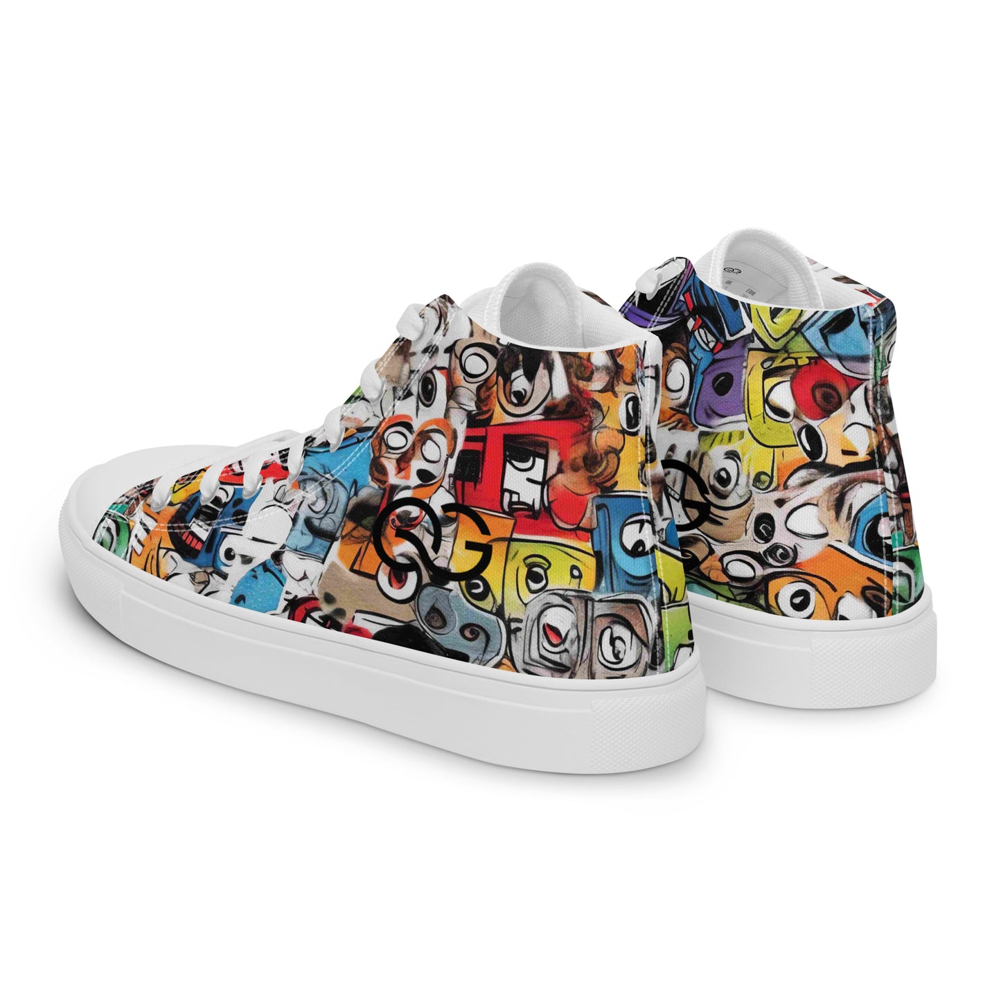 QUINNESSENTIAL Gear graffiti Men’s high top canvas shoes