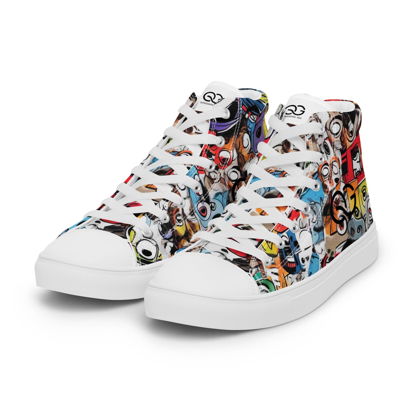 QUINNESSENTIAL Gear graffiti Men’s high top canvas shoes