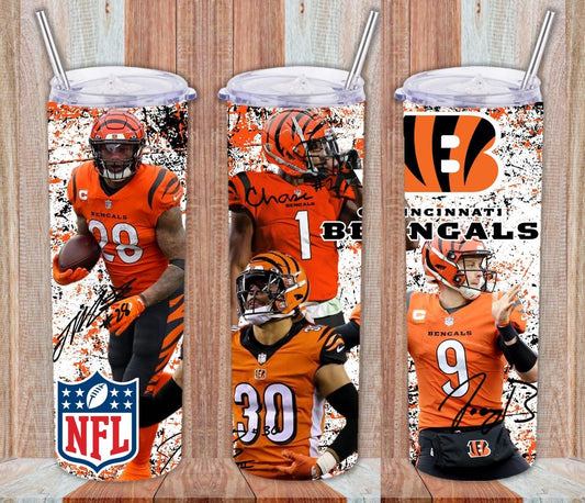 Cincinnati Bengals team players 20 oz skinny tumbler