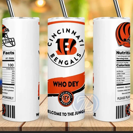 Cincinnati Bengals logo 20 oz skinny tumbler