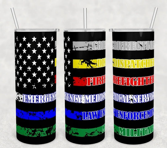 Civil servant distressed flag 20 oz skinny tumbler