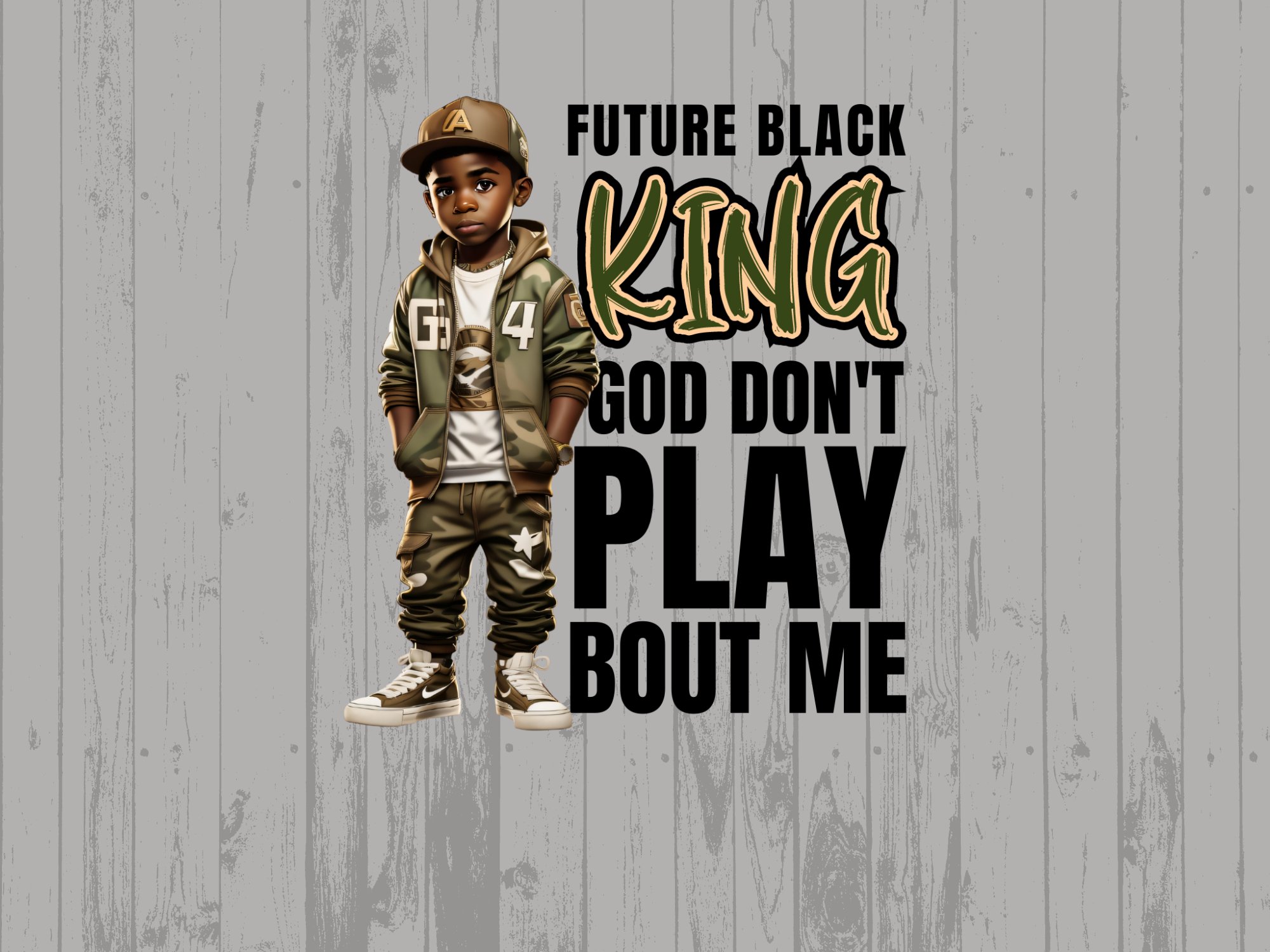 Future Black King Shirt, God Don't Play Bout Me Graphic Tee, Black Empowerment T-Shirt, Motivational Quote Design, Digital Download - Image 4