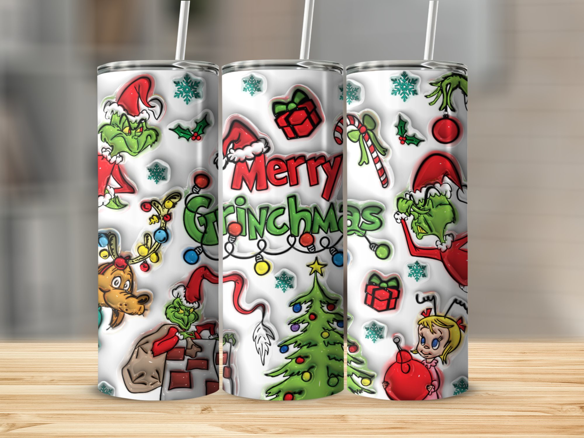 Christmas Grinch Tumbler, Merry Grinchmas Skinny Tumbler, 20oz Holiday Tumbler, Christmas Tree Grinch Mug, Grinch Christmas Gift - Image 3