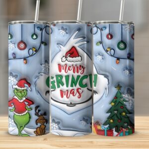 Merry Grinchmas Skinny Tumbler, Christmas Gift Tumbler, Grinch Themed Tumbler, Holiday Tumbler, Festive Skinny Tumbler, Christmas Drinkware