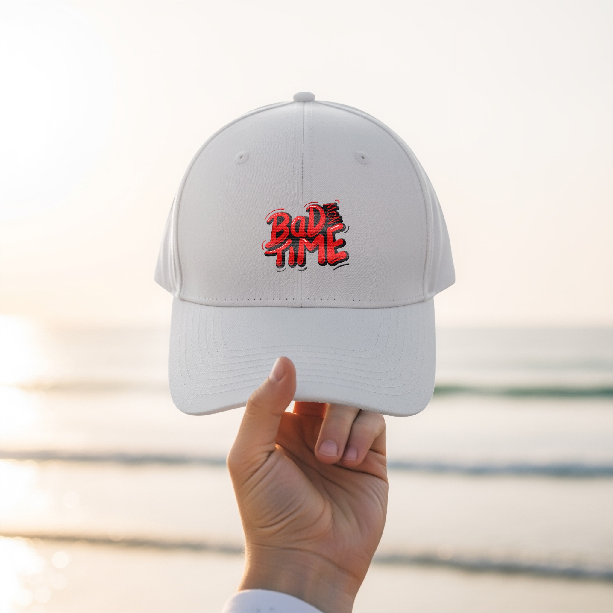 "Bad Time Now" Bold Graphic Slogan Hat - Image 2