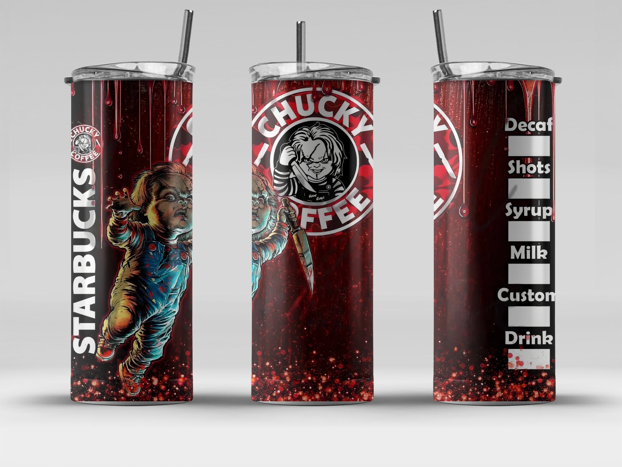 Chucky Coffee 20oz Skinny Tumbler, Horror Movie Inspired Tumbler, Scary Movie Tumbler, Halloween Gift, Horror Fan Gift, Coffee Lover Gift - Image 4