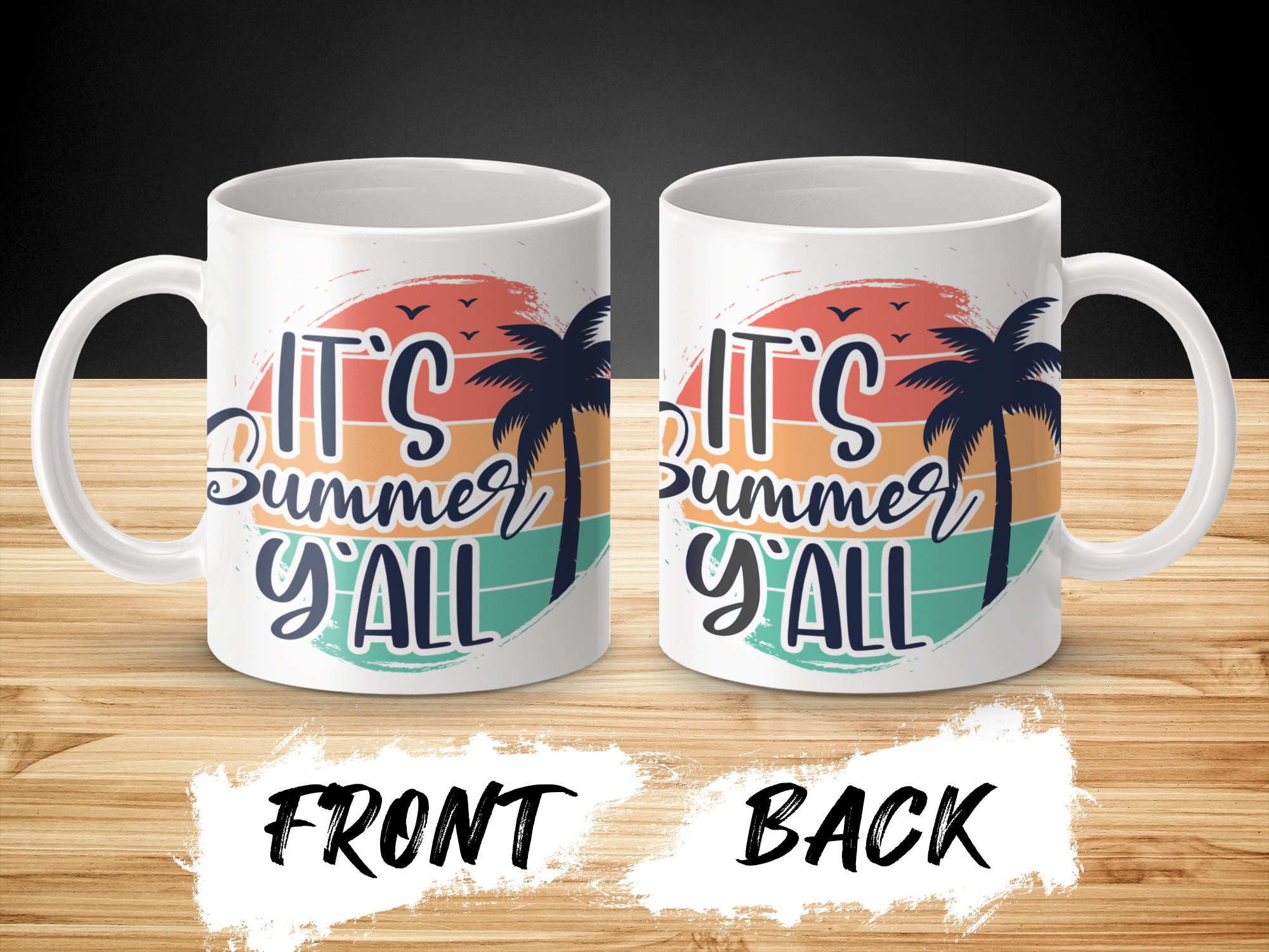 It's Summer Y'all Mug, Retro Palm Tree Mug, Summer Vibes Mug, Tropical Coffee Mug, Beach Lover Gift, Vacation Travel Mug, Fun Mug - Image 2