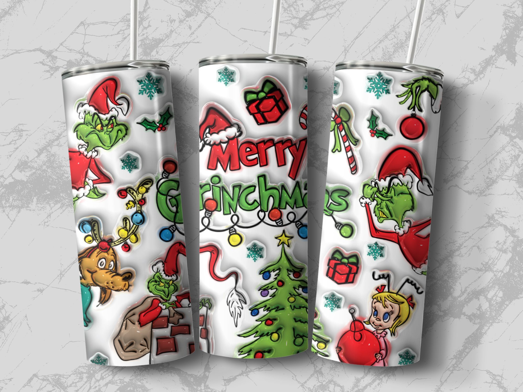 Christmas Grinch Tumbler, Merry Grinchmas Skinny Tumbler, 20oz Holiday Tumbler, Christmas Tree Grinch Mug, Grinch Christmas Gift - Image 4