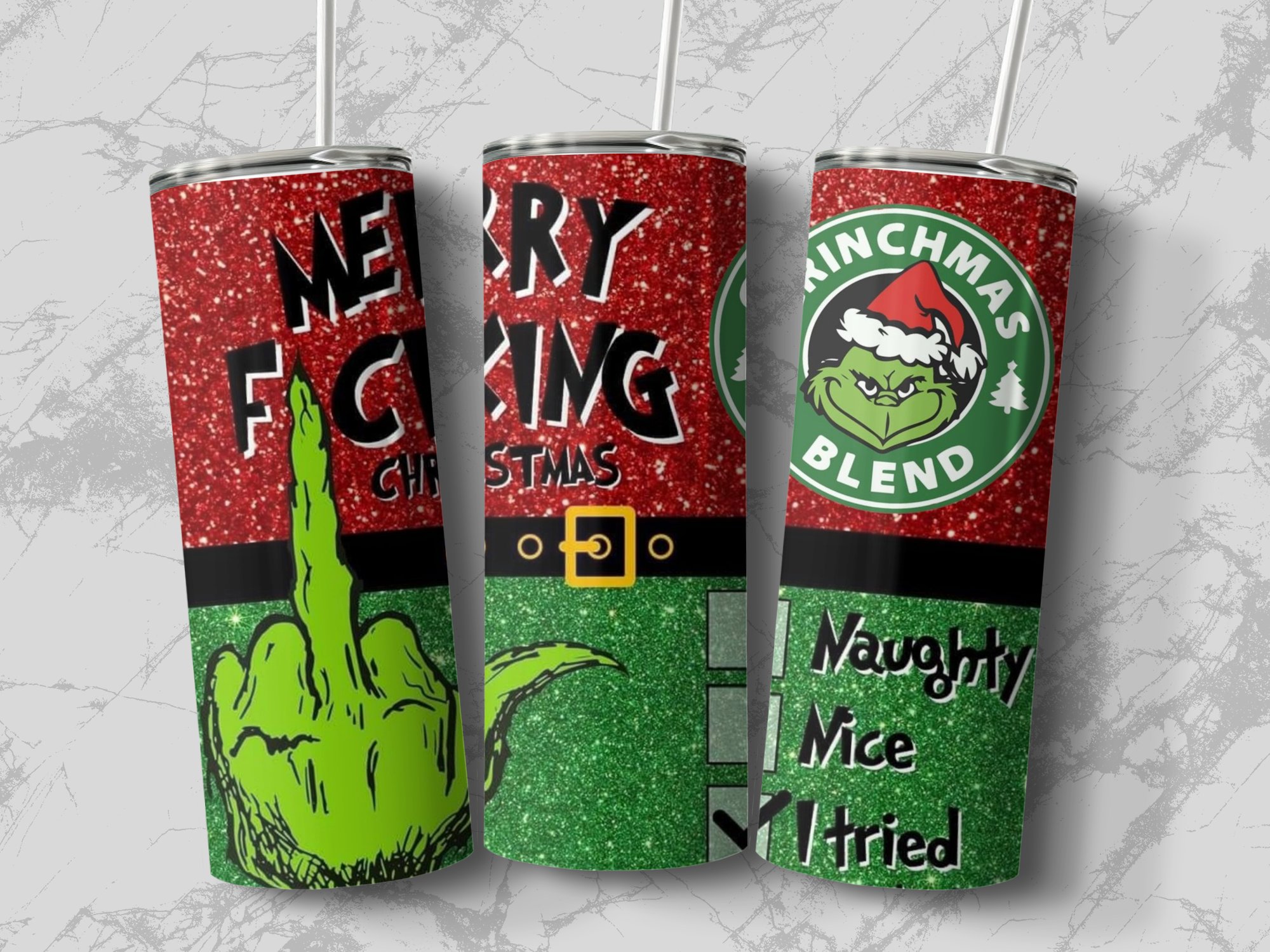 Merry Christmas Skinny Tumbler, Grinchmas Blend Tumbler, Christmas Gift, Naughty Or Nice Checklist, Funny Holiday Tumbler - Image 4