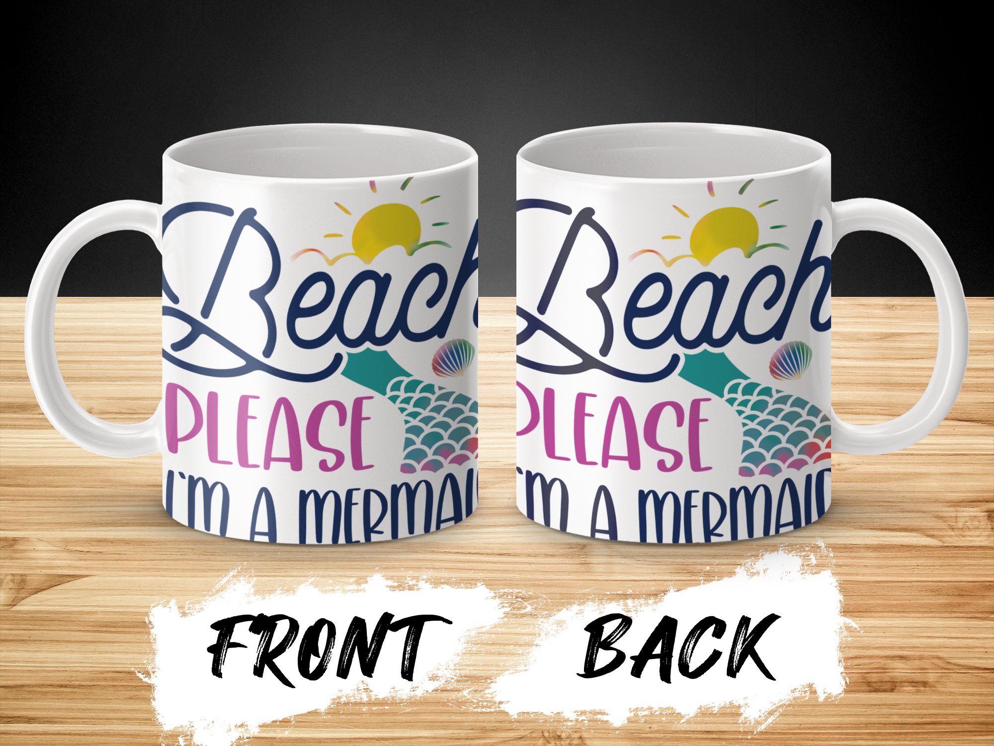 Beach Please I'm a Mermaid Mug, Mermaid Themed Mug, Beach Lover's Gift, Fun Quote Mug, Ocean Inspired Coffee Mug, Colorful Cute Mug - Image 2