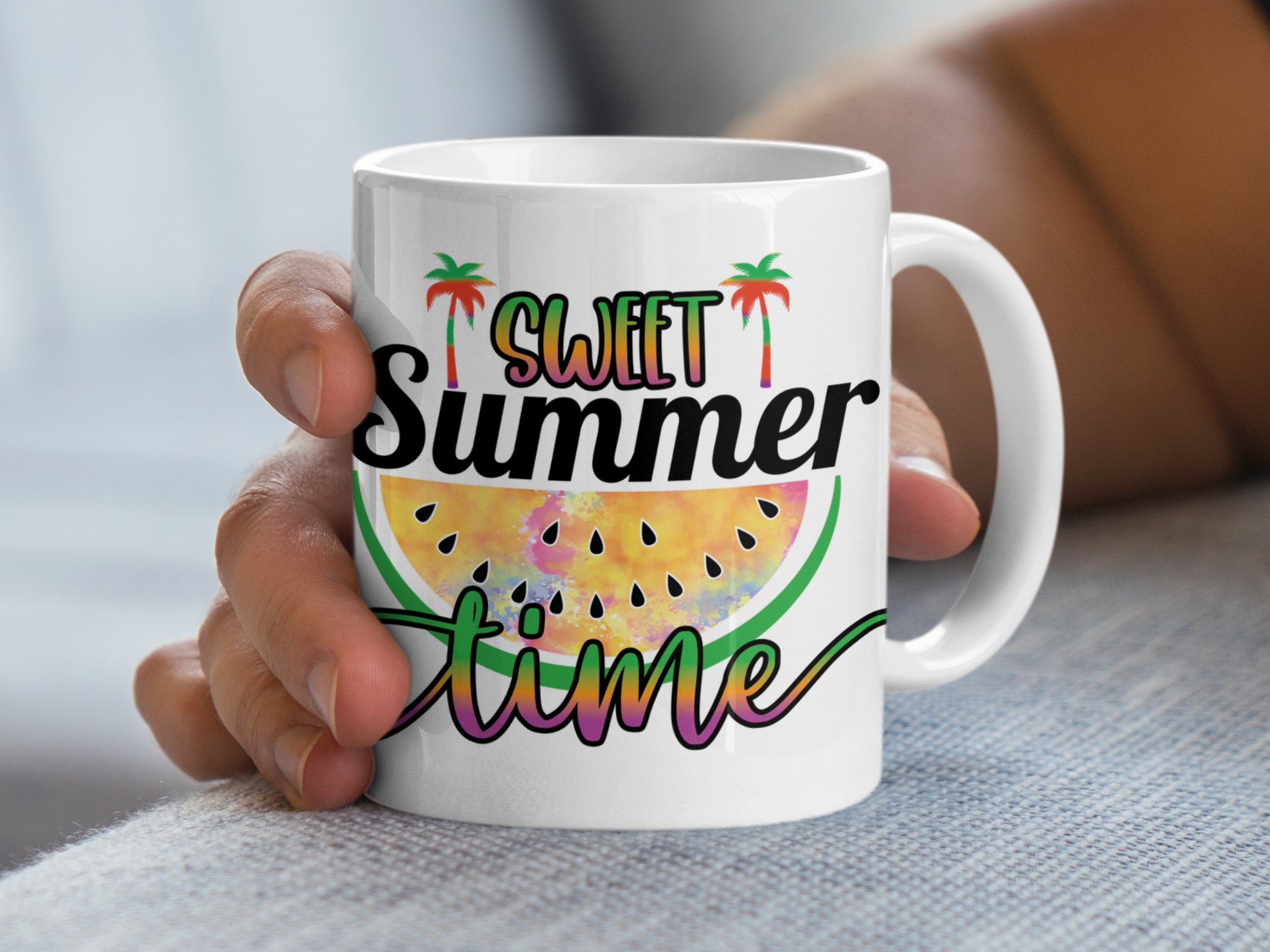 Sweet Summer Time Mug, Cute Summer Mug, Watermelon Design Mug, Fun Beach Mug, Colorful Summer Coffee Cup, Summer Vibes Mug - Image 5
