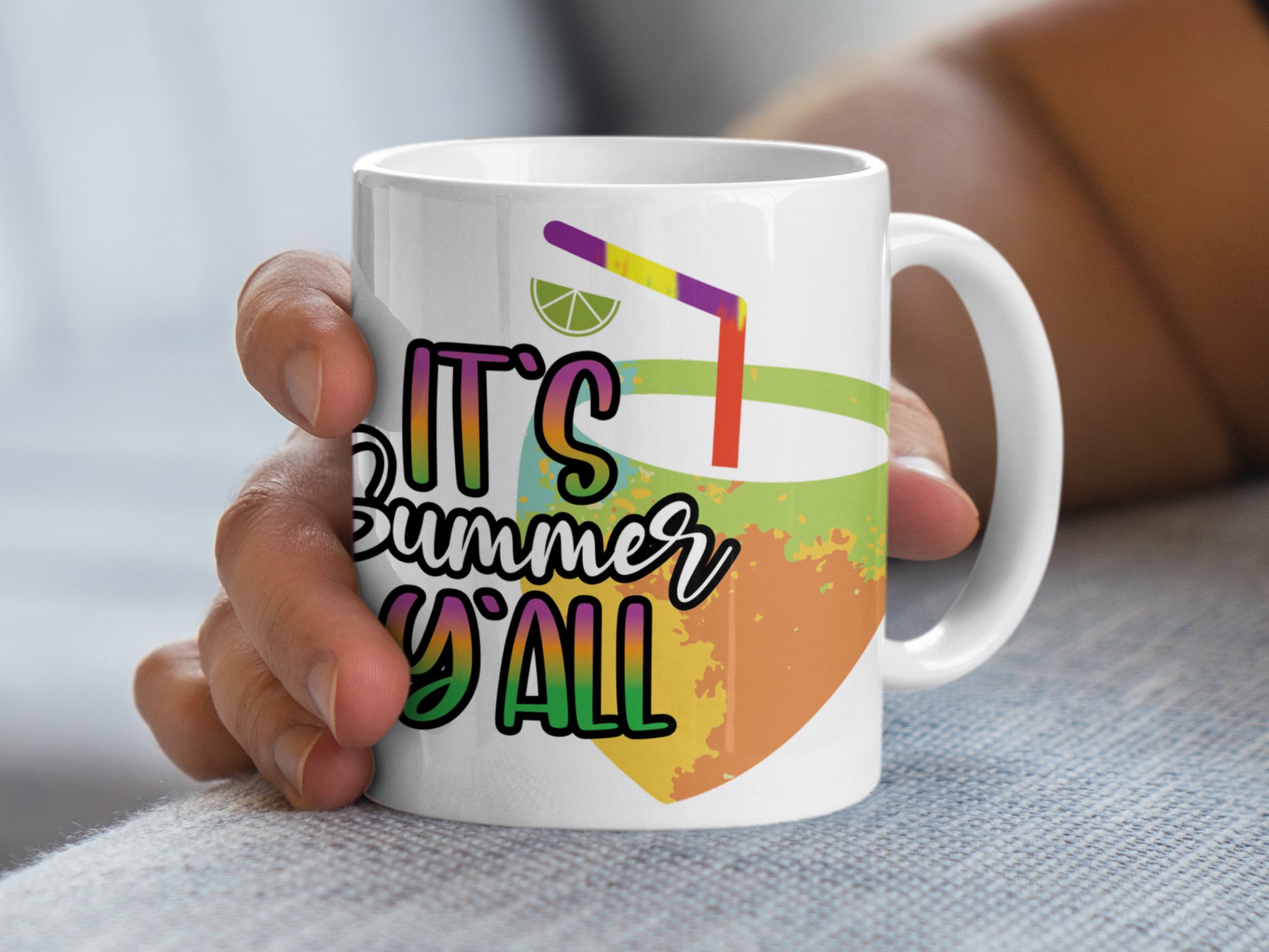 It's Summer Y'all Mug, Summer Coffee Mug, Colorful Summer Drink Mug, Fun Summer Mug, Tropical Drink Mug, Lime Drink Mug, Unique Summer Gift - Image 5