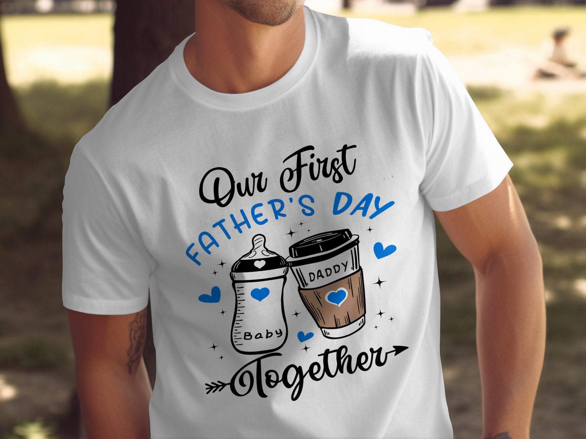 Our First Fathers Day T Shirt,Digital Download, New Dad Gift, Fathers Day Gift, Dad Coffee Baby Bottle, Cute Father Day Shirts - Image 3