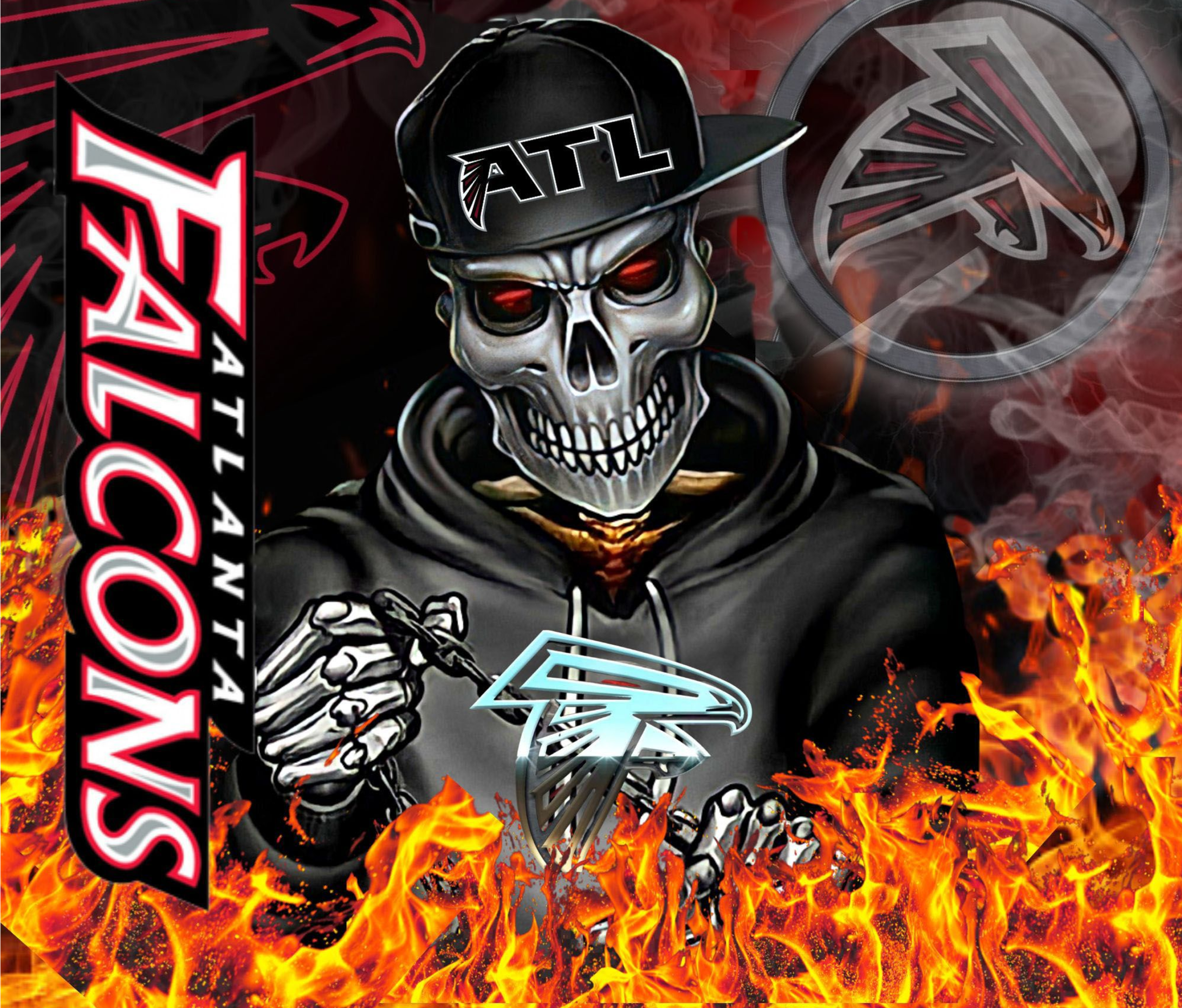 ATL Falcons Skeletal Fan Tumbler, Fire Skull Atlanta Tumbler, Cool ATL Cup, Halloween Inspired Tumbler, Flaming Fanatics Drinkware Gift - Image 6