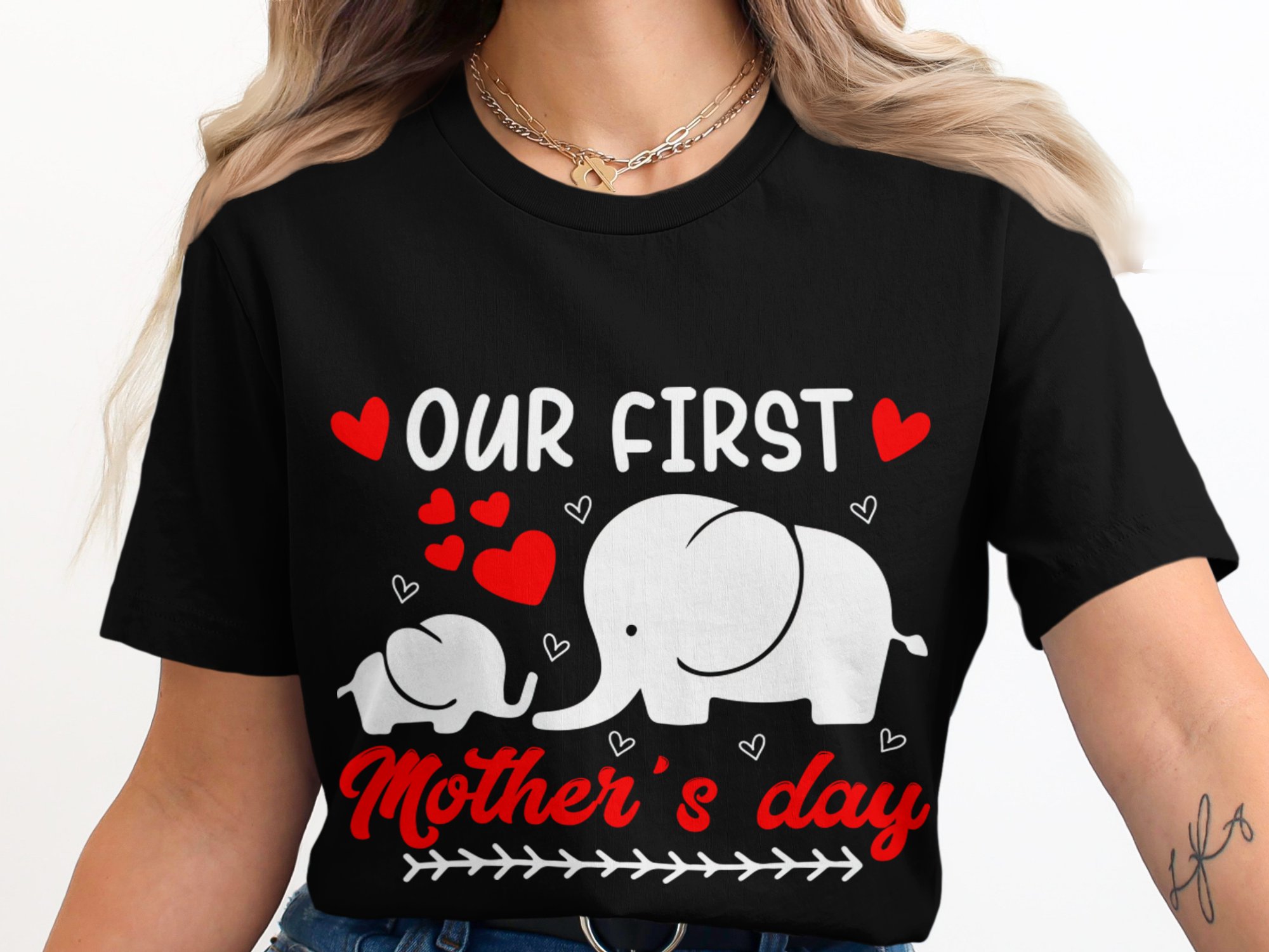 Our First Mothers Day Elephant T-Shirts, Digital Download, Elephant Mom and Baby, Mothers Day Gift,New Mom T Shirts - Image 3