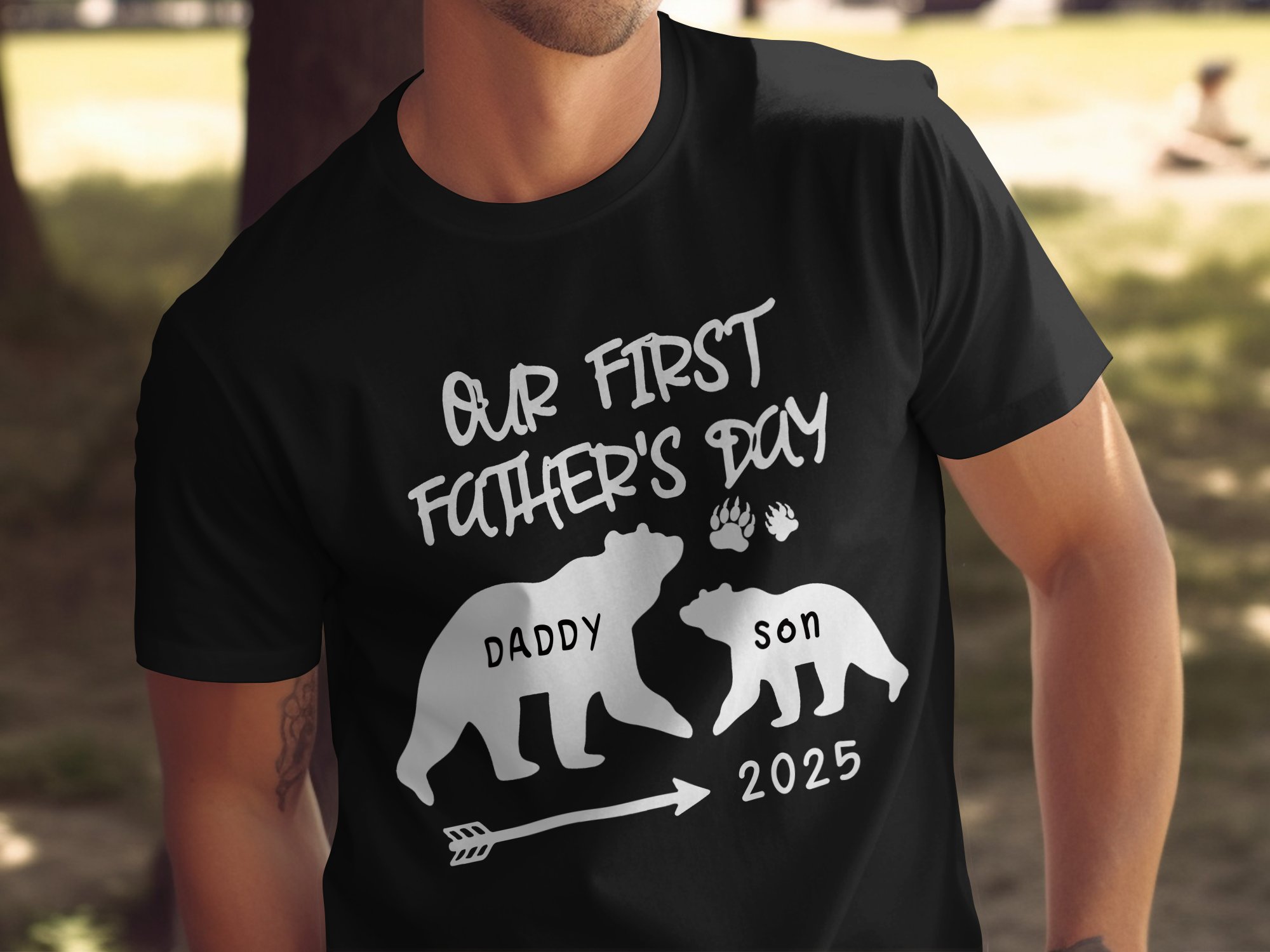 Our First Fathers Day 2025 T-Shirts,Digital, Bear Dad Son Matching Outfits, Newborn Father's Day Gift, Gift For New Dad, Dad And Baby Gift - Image 2