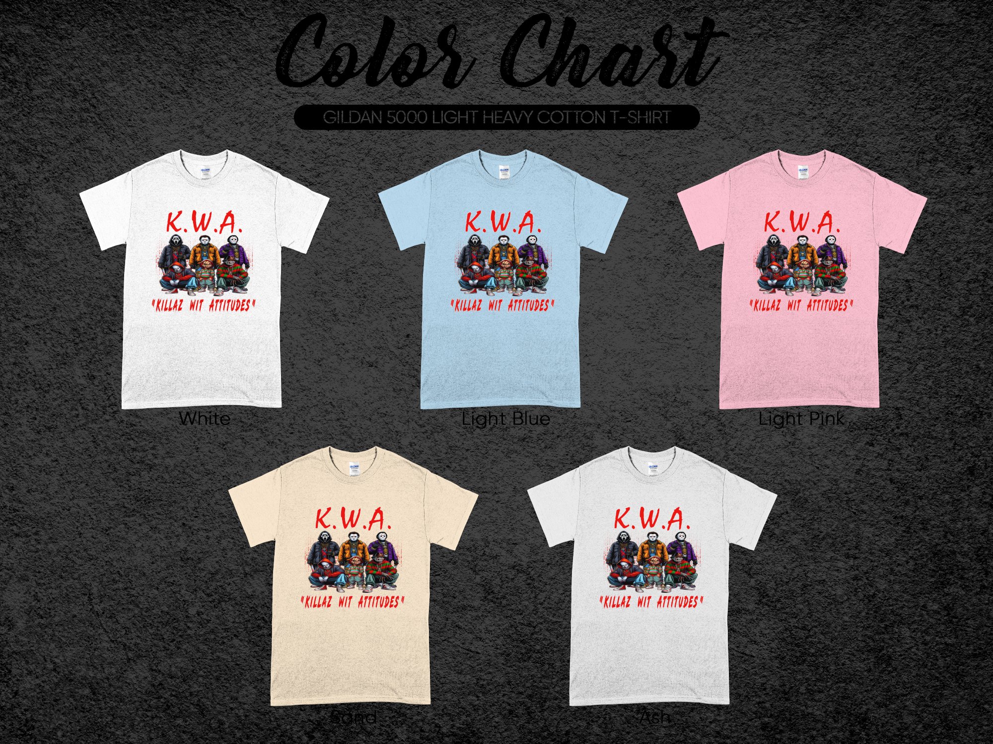 KWA Killaz With Attitudes Horror Movie Character T-Shirts Digital Art, Scary Halloween Ghosts, Friday the 13th, Digital Download - Image 4