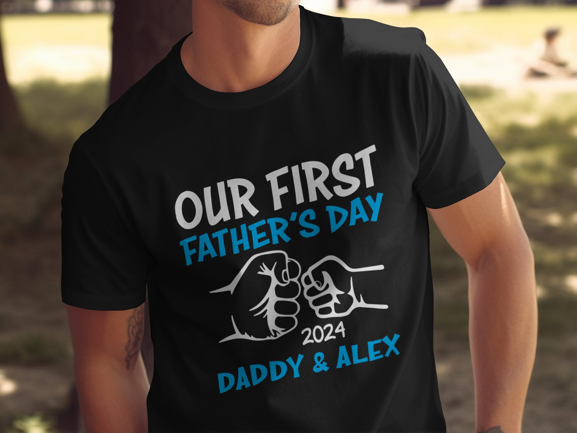 Our First Fathers Day 2024 T-Shirt,New Dad Gift,Daddy and Alex Digital,Fathers Day Gift,New Father T-Shirt,Best Dad Ever Gift - Image 2
