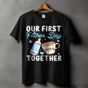 Our First Father's Day T-Shirts, Digital Art, Daddy's Day Gift, New Dad Present, Newborn Celebration, Dad and Baby, Cute Family Apparel