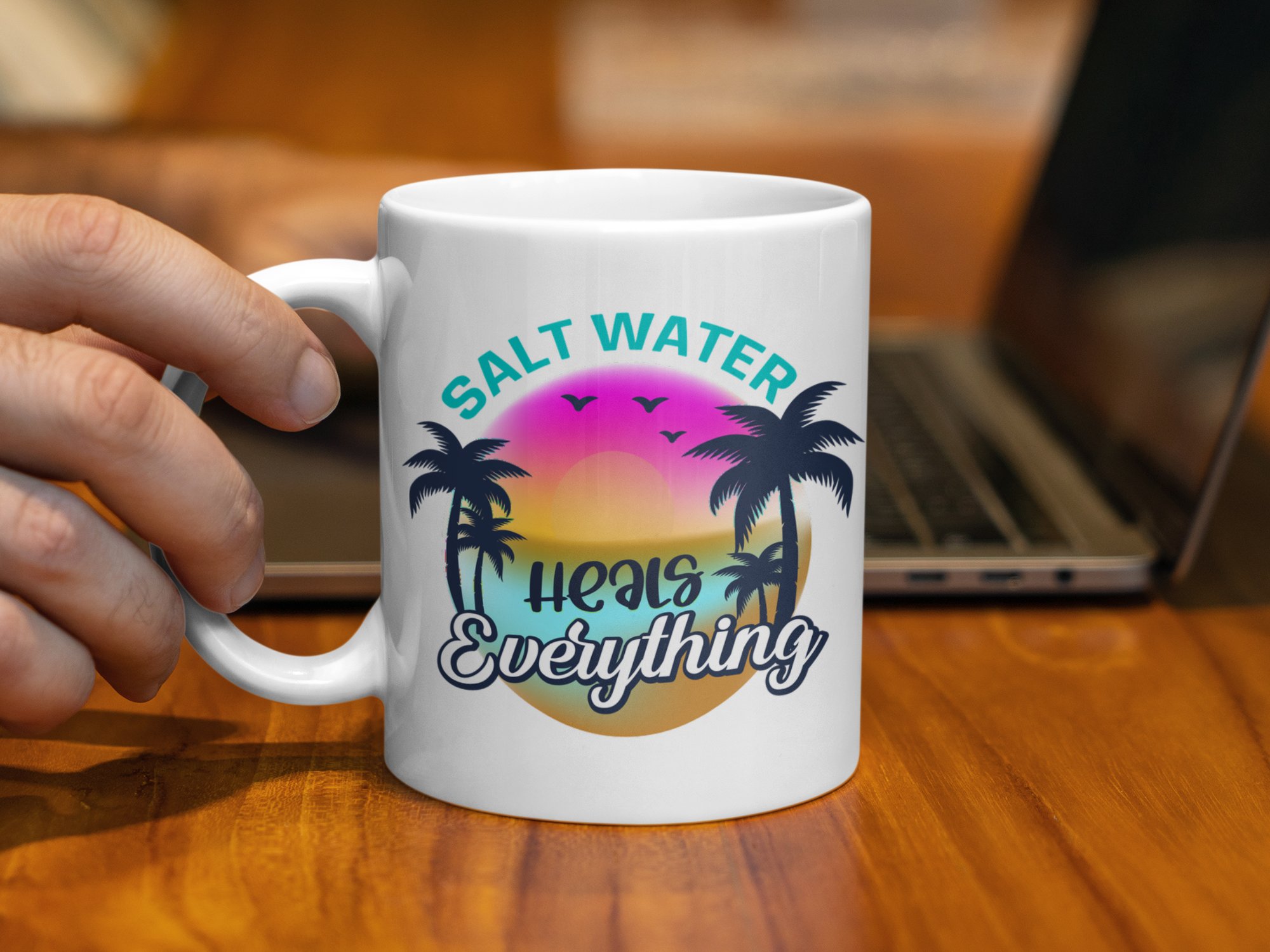 Salt Water Heals Everything Beach Sunset Mug - Image 5