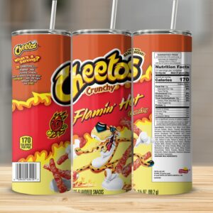 Flamin Hot Cheetos Tumbler, Skinny Tumbler For Snack Lovers, Unique Tumbler For Cheetos Fans, 20oz Fun Drinkware, Perfect Gift Idea