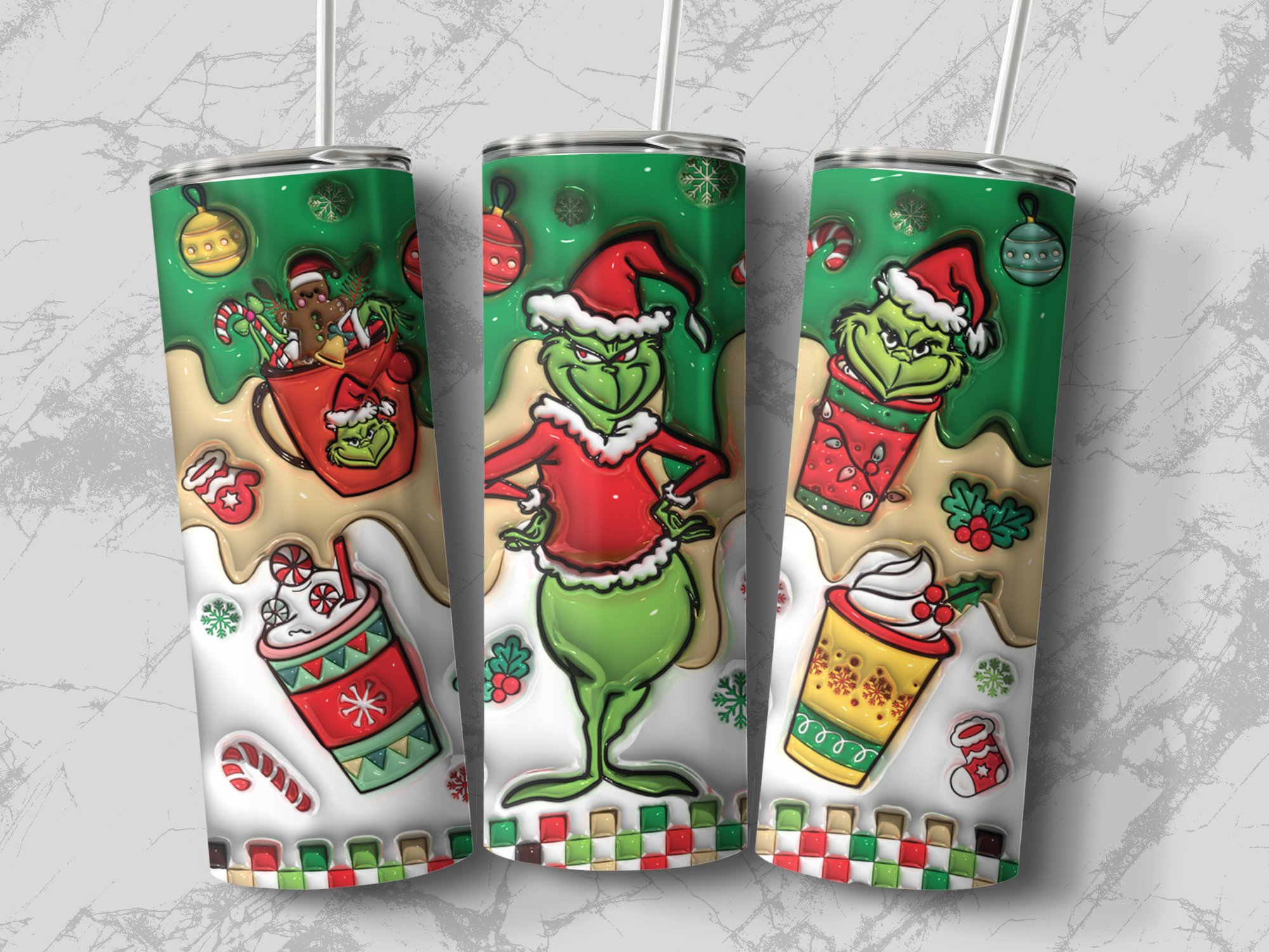Christmas Grinch Skinny Tumbler, Holiday Grinch Tumbler, Festive Grinch Drinkware, 20oz Grinch Tumbler Cup, Christmas Gift Ideas - Image 4