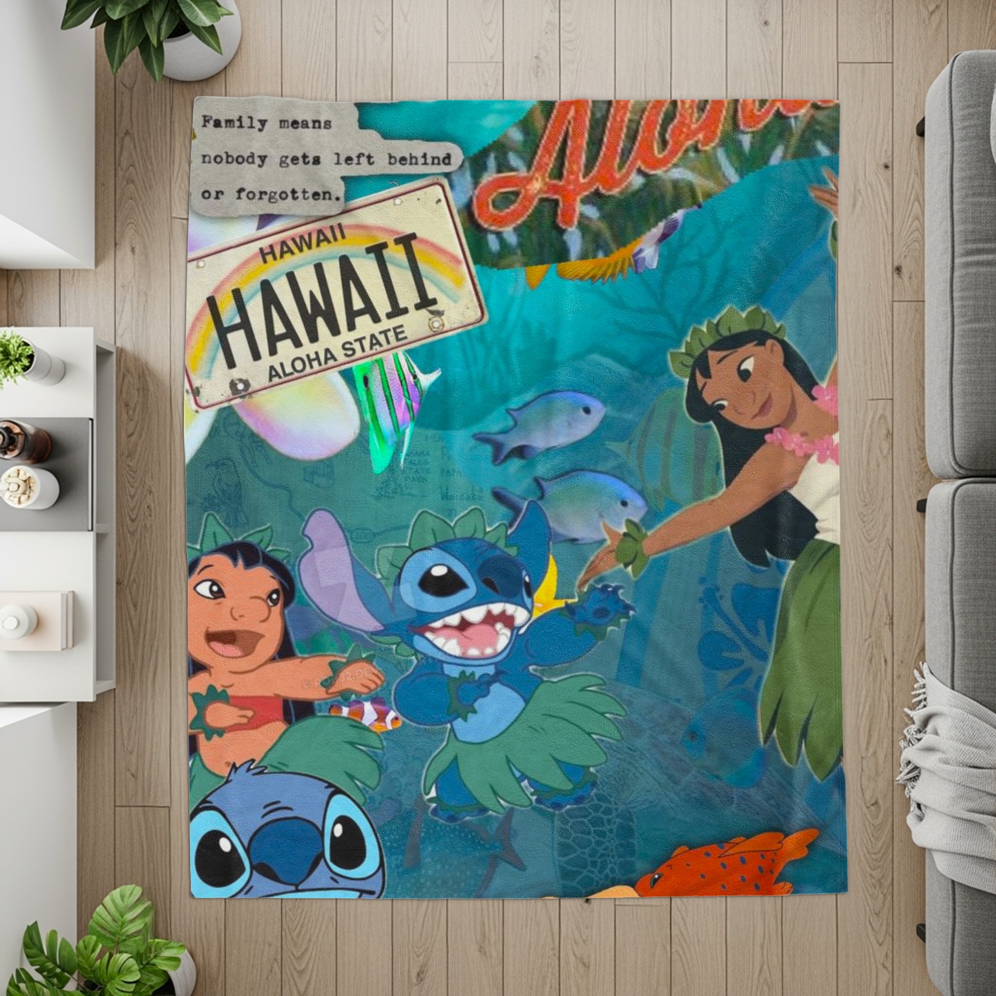 Lilo & Stitch Ohana Family Hawaiian Blanket - Image 2