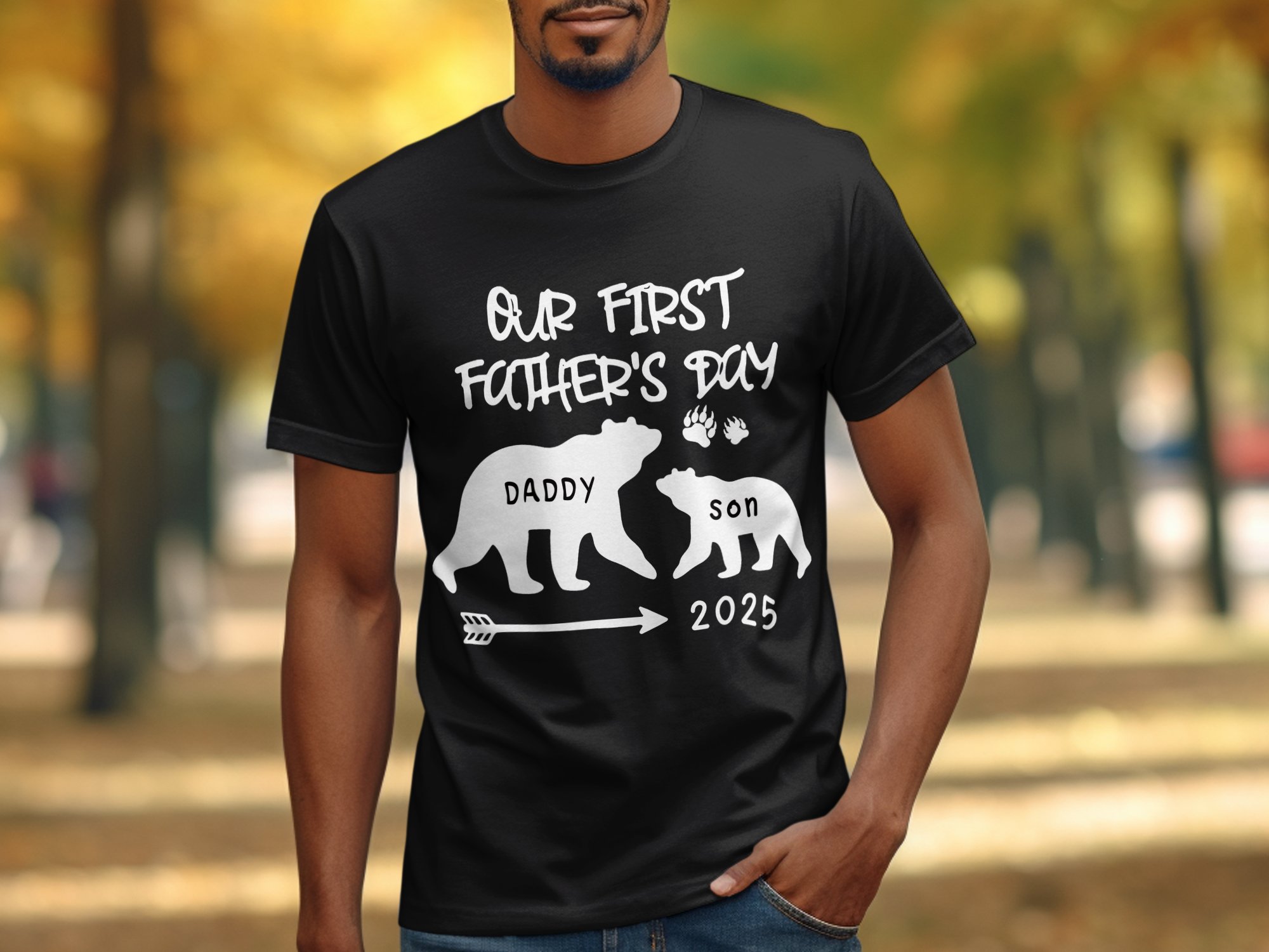 Our First Fathers Day 2025 T-Shirts,Digital, Bear Dad Son Matching Outfits, Newborn Father's Day Gift, Gift For New Dad, Dad And Baby Gift - Image 3