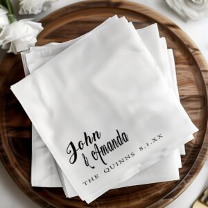 Personalized Wedding Napkin, Custom Name and Date Napkin, Elegant Wedding Napkin, Wedding Reception Napkin, Custom Napkin for Weddings