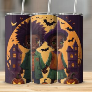 Halloween Kids Tumbler, Spooky Night Skinny Tumbler, Cute Halloween Gift, 20oz Skinny Tumbler, Trick or Treat Tumbler