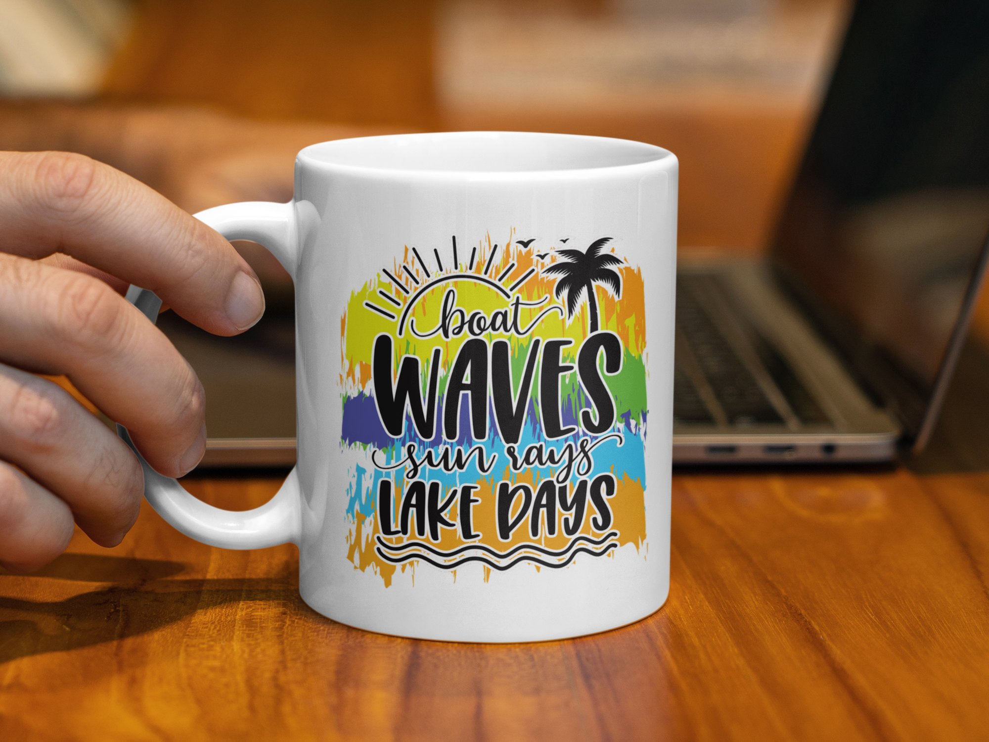 Boat Waves Sun Rays Lake Days Mug - Image 5