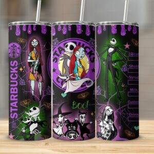 Nightmare Christmas Characters 20oz Skinny Tumbler, Starbucks Inspired 20oz Tumbler, Halloween Gift, Unique Drinkware, Spooky Design