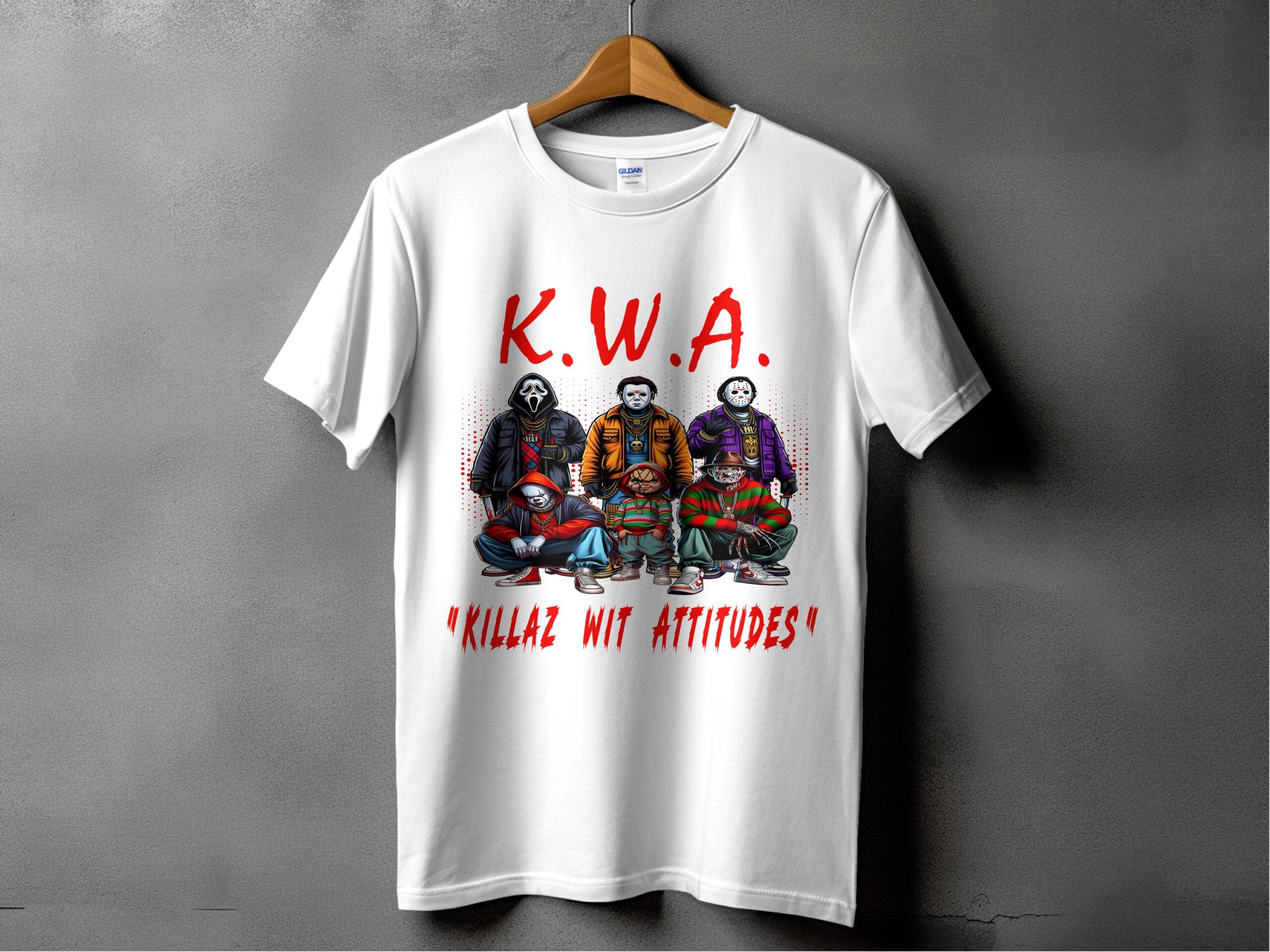 KWA Killaz With Attitudes Horror Movie Character T-Shirts Digital Art, Scary Halloween Ghosts, Friday the 13th, Digital Download