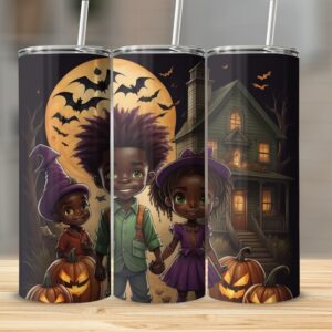 Halloween Kids Tumbler, Spooky Night Tumbler, 20oz Skinny Tumbler, Halloween Pumpkins, Cute Witch Tumbler, Halloween Gift Tumbler