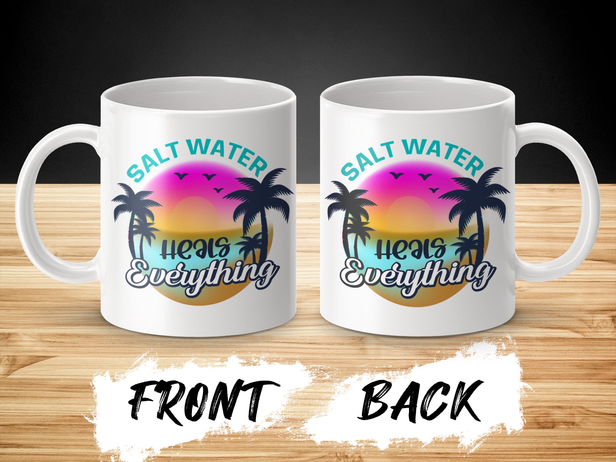 Salt Water Heals Everything Beach Sunset Mug - Image 4