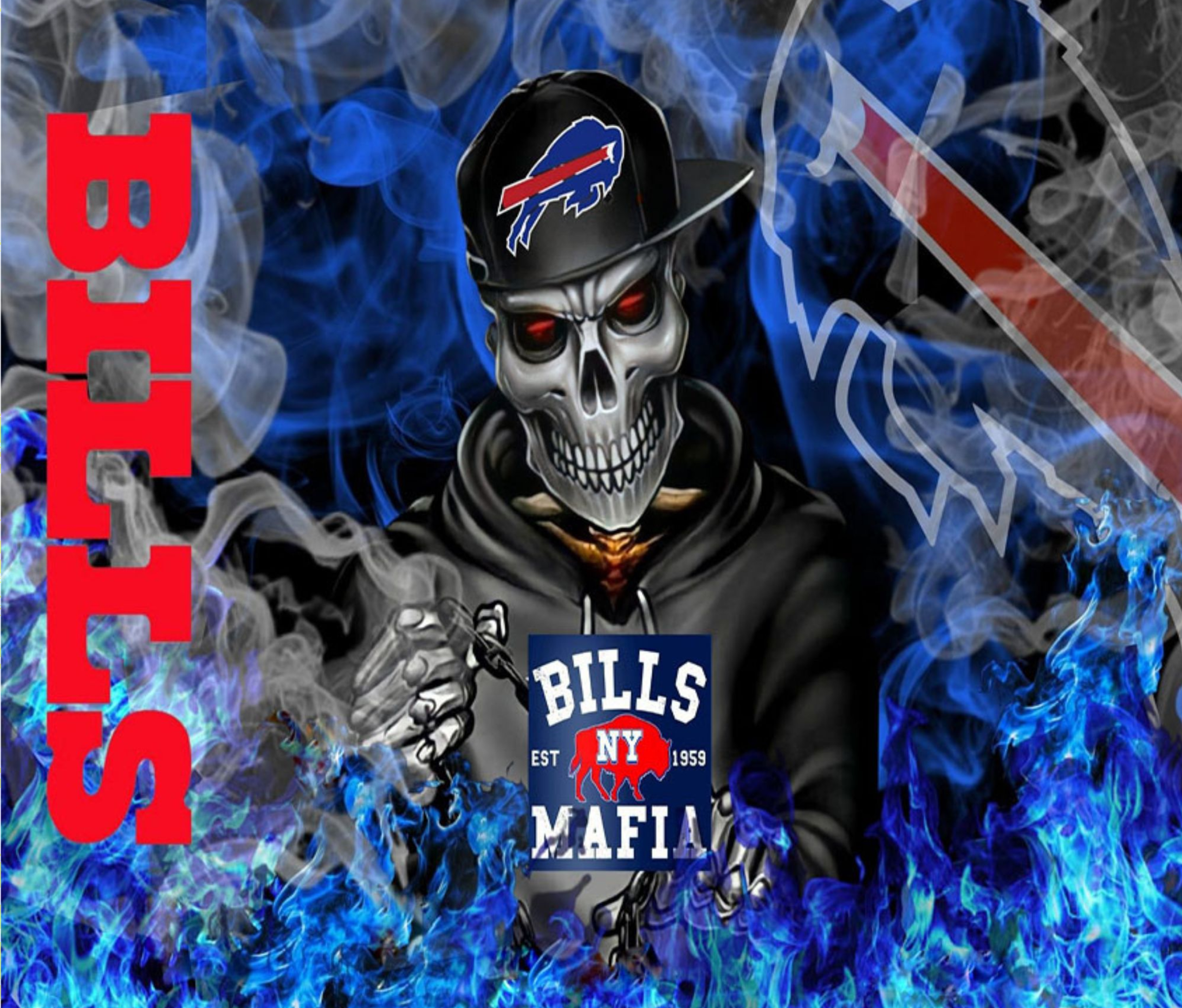 Bills Mafia Tumbler, Skull Fire Design, Buffalo Bills Fan Gift, Unique NFL Merchandise, Cool Football Drinkware - Image 6