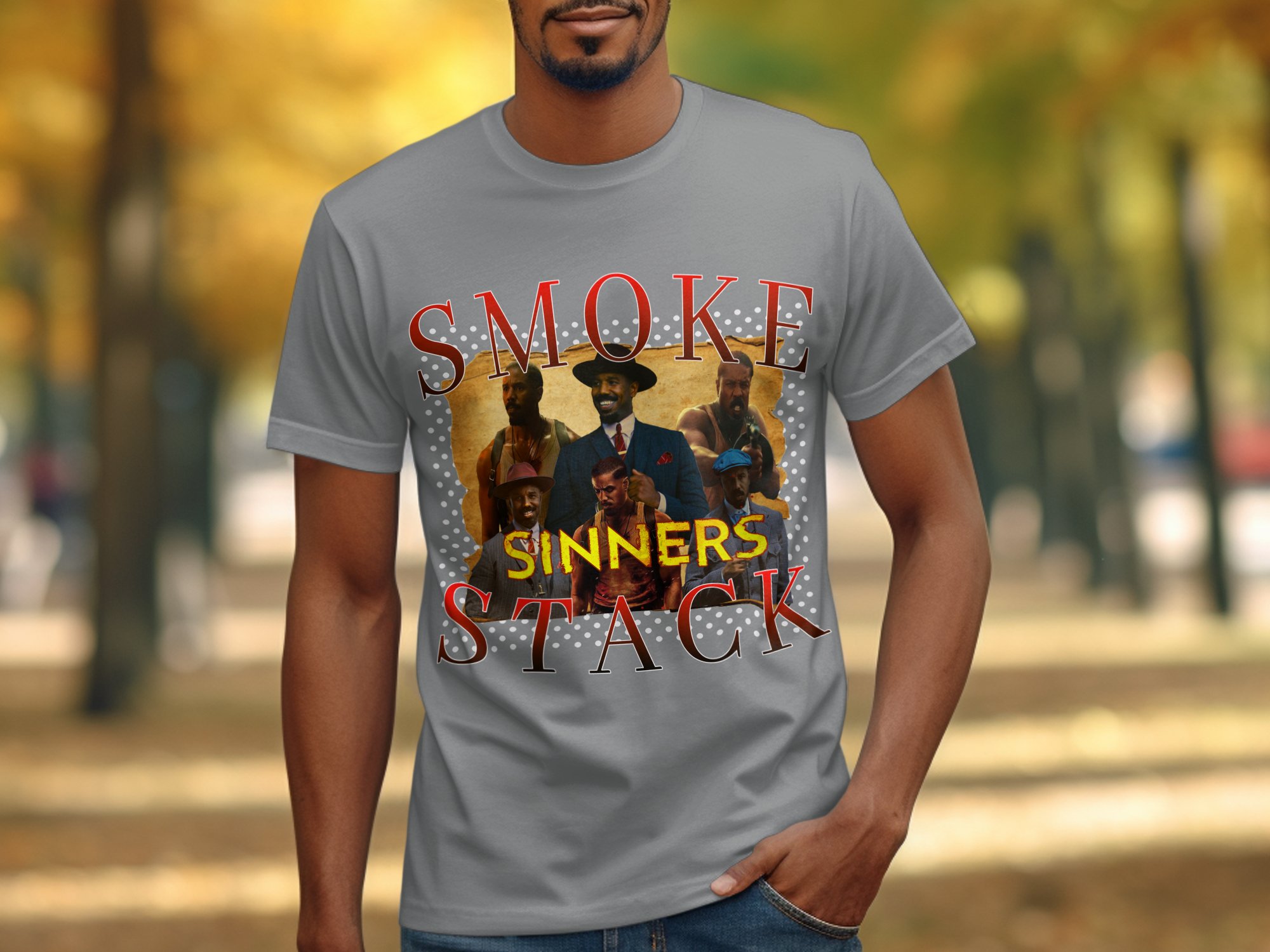 Smoke Stack Sinners T-Shirts,Digital Product,Movie Inspired Art, Gangster Design, Cool Graphic Tee, Printable Wall Art, Trendy Aesthetic - Image 3