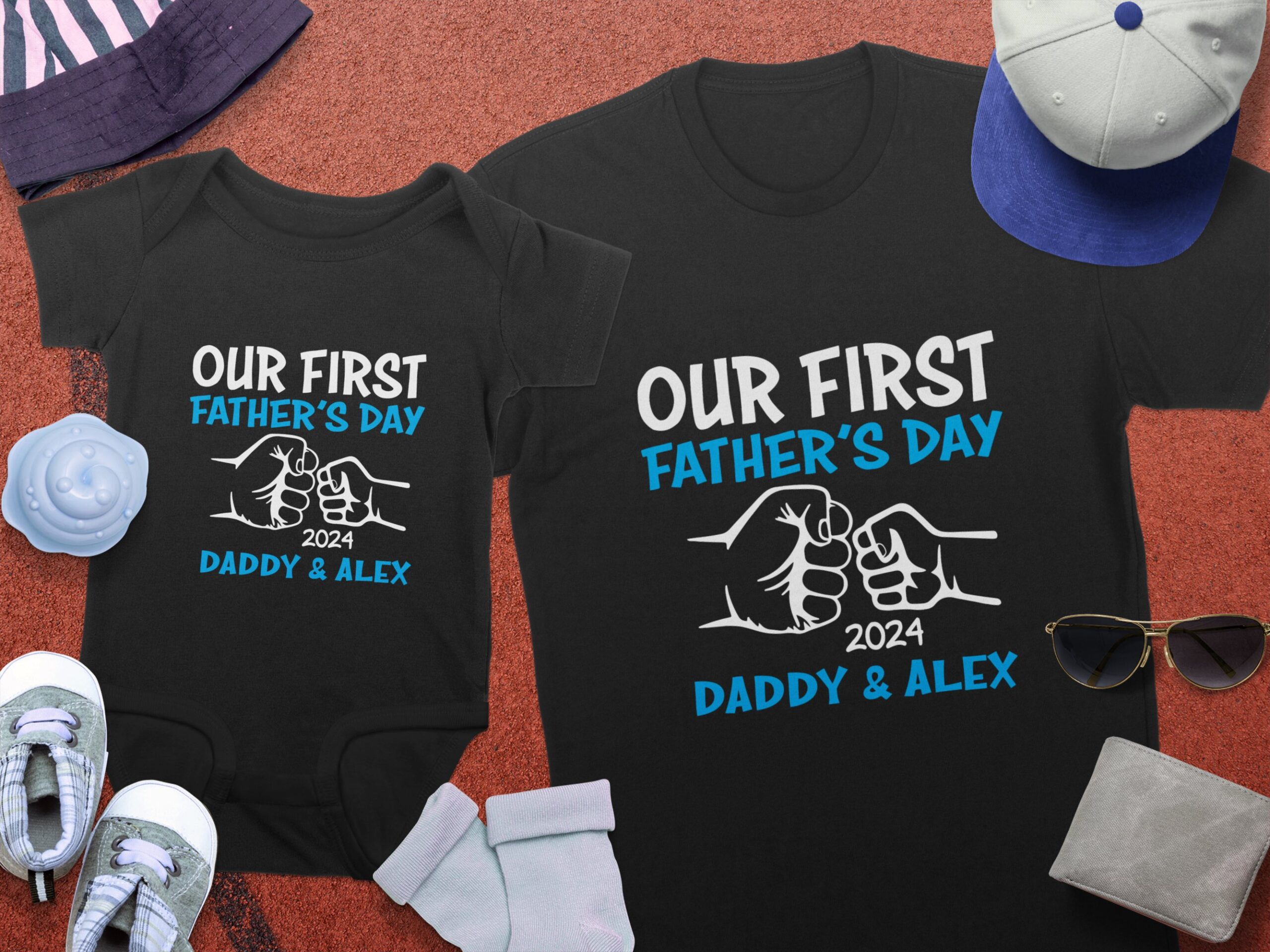 Our First Fathers Day 2024 T-Shirt,New Dad Gift,Daddy and Alex Digital,Fathers Day Gift,New Father T-Shirt,Best Dad Ever Gift - Image 4