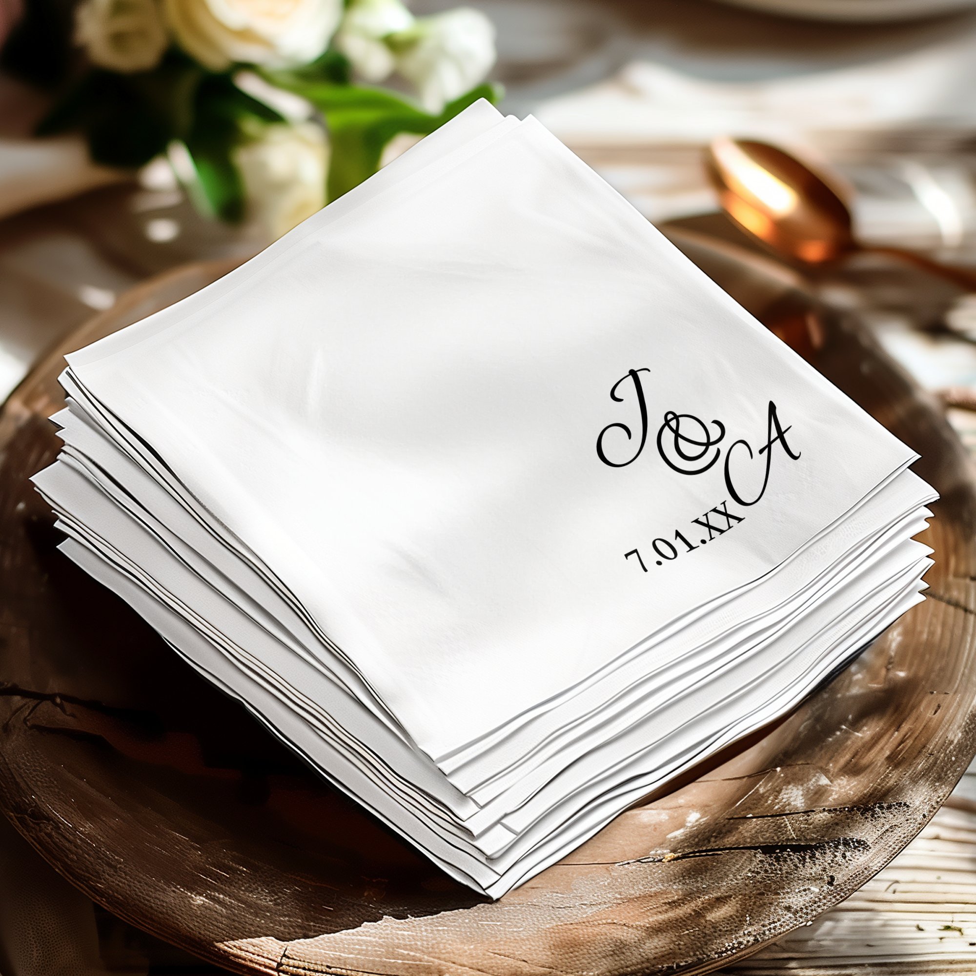 Personalized Wedding Napkins, Custom Initials Napkin, Monogrammed Wedding Napkins, Unique Wedding Decor, Elegant Table Setting - Image 2