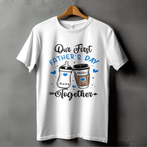 Our First Fathers Day T Shirt,Digital Download, New Dad Gift, Fathers Day Gift, Dad Coffee Baby Bottle, Cute Father Day Shirts