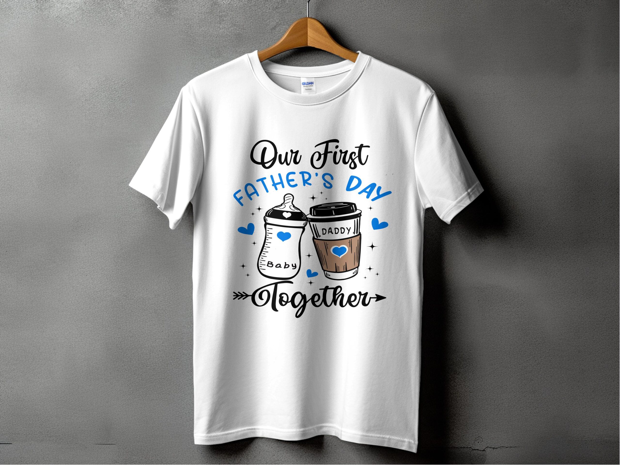 Our First Fathers Day T Shirt,Digital Download, New Dad Gift, Fathers Day Gift, Dad Coffee Baby Bottle, Cute Father Day Shirts