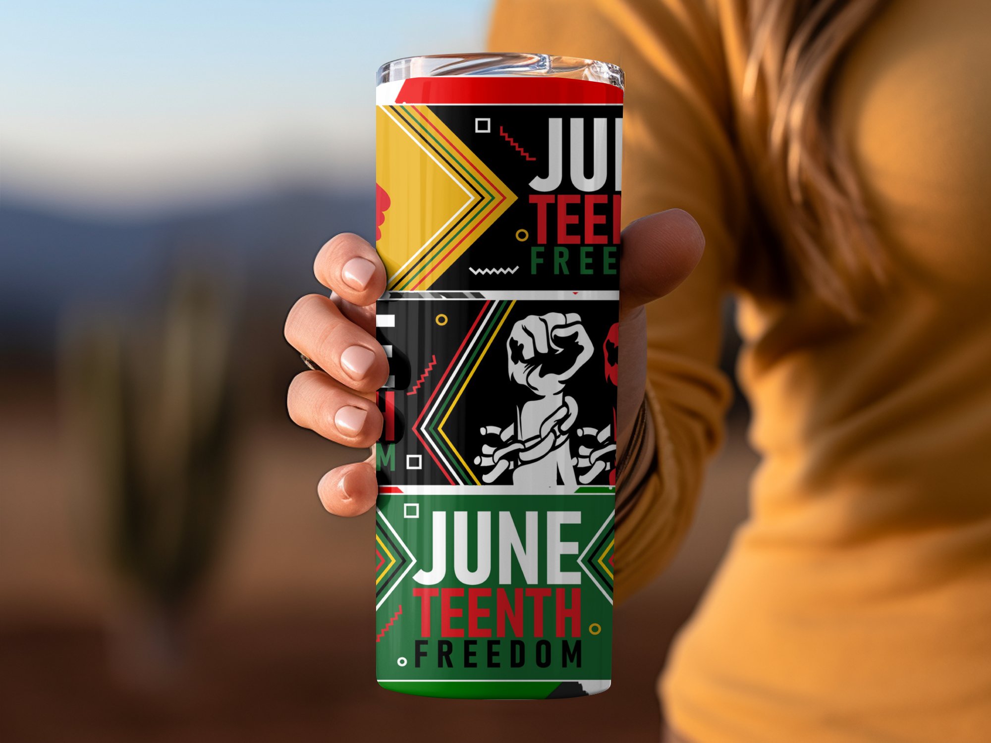 Juneteenth Freedom Skinny Tumbler, Juneteenth Celebration Tumbler, African American Pride Tumbler, 20oz Skinny Tumbler, Gift for Her - Image 2