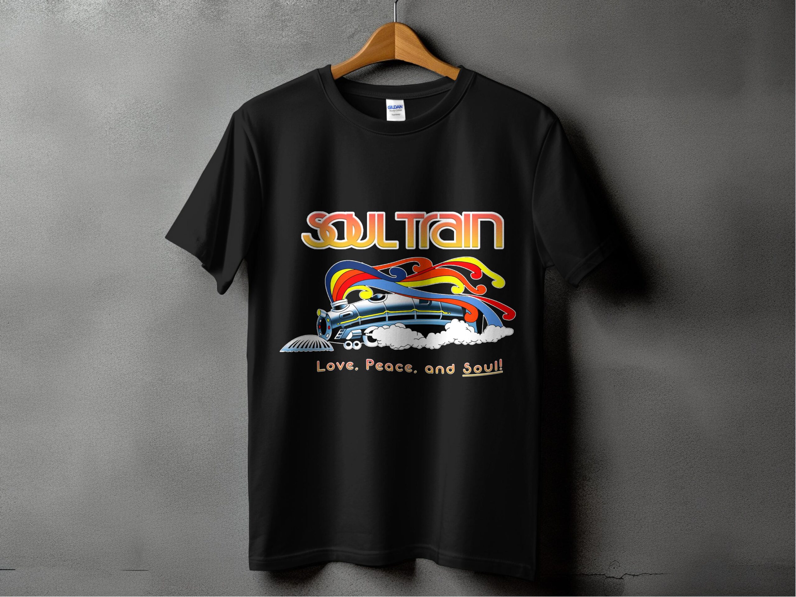 Soul Train T-Shirt, Digital Download, Retro Train Design, Love Peace Soul, 70s Vibe, Vintage Inspired, Cool Graphics, Funky Artwork