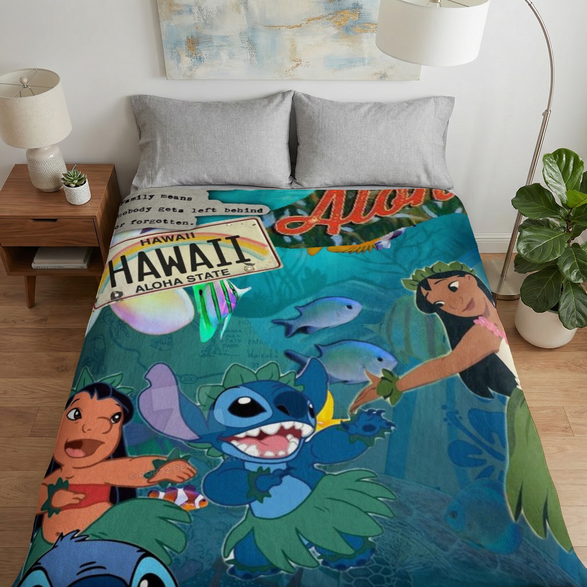 Lilo & Stitch Ohana Family Hawaiian Blanket - Image 3