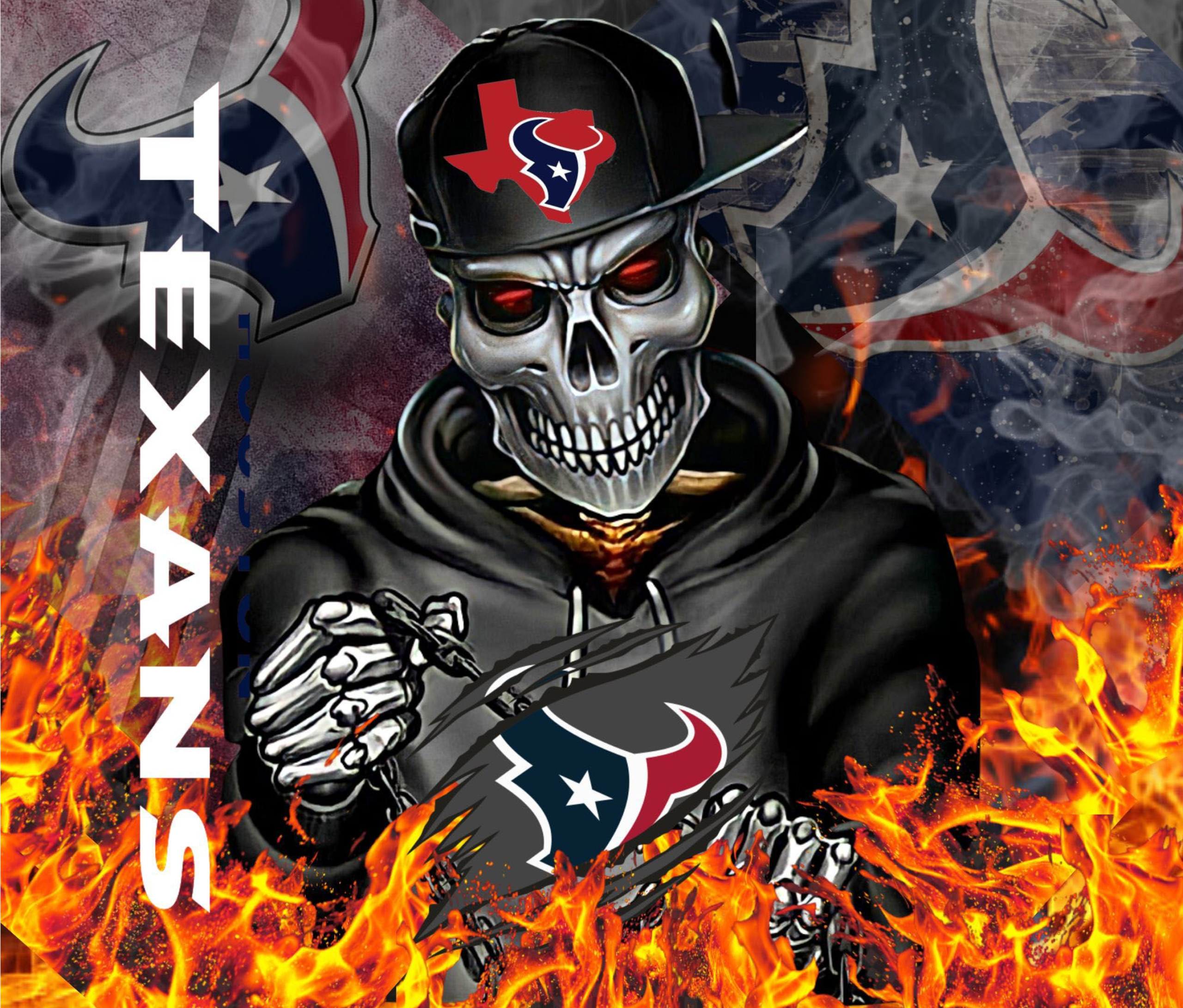 Houston Football Lover Tumbler, Skull Art Design Tumbler, Unique Sports Fan Gift, Water Bottle for Game Day, Flames Skull Tumbler - Image 5
