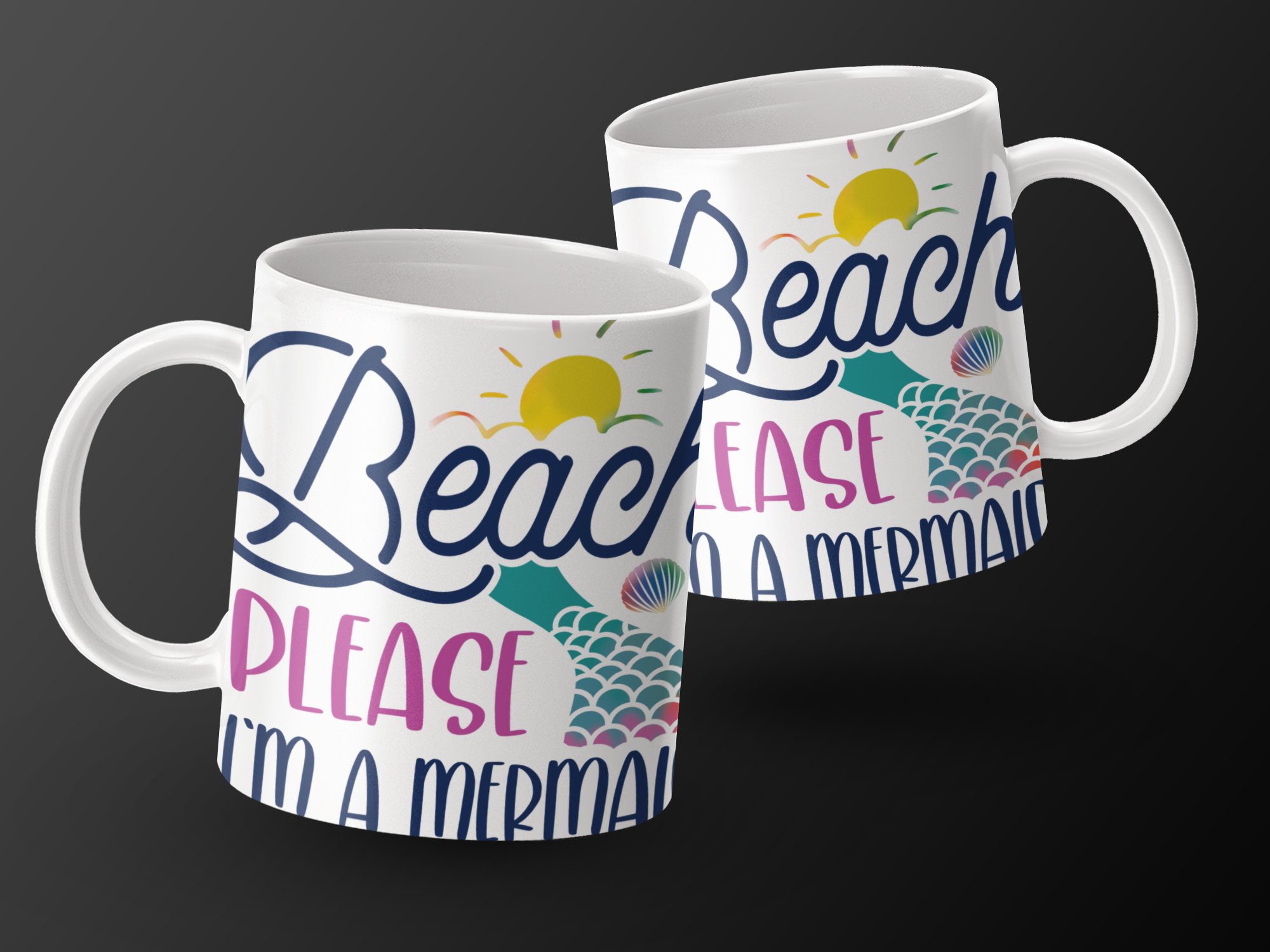 Beach Please I'm a Mermaid Mug, Mermaid Themed Mug, Beach Lover's Gift, Fun Quote Mug, Ocean Inspired Coffee Mug, Colorful Cute Mug